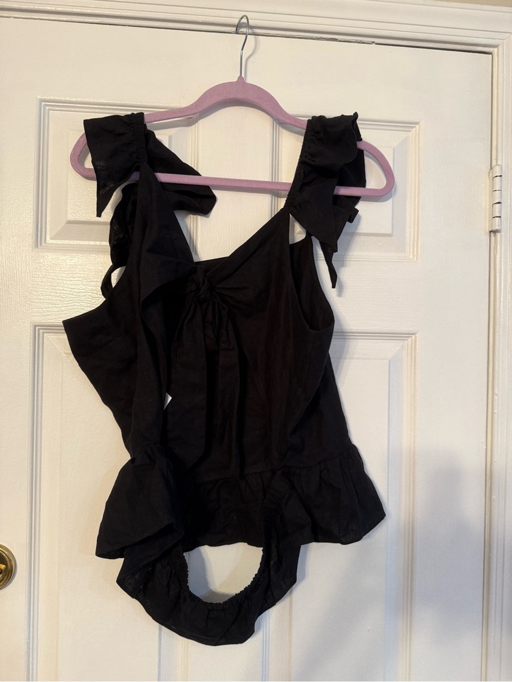 Express Black Ruffled Shoulder Tank - Picture 2 of 6